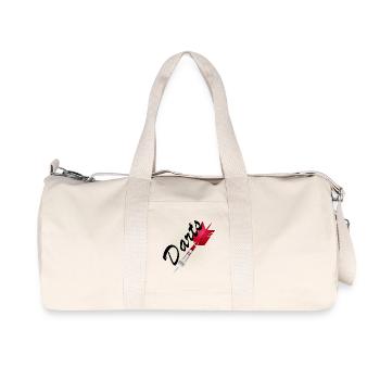strahlender roter Dartpfeil mit Darts Typografie - Recycelte Canvas-Sporttasche von Stanley/Stella - Naturweiß - Vorne