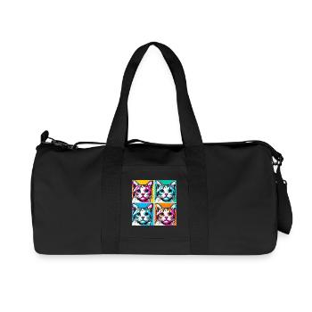 Chat Pop Art - Sac de sport en toile recyclée Stanley/Stella - noir - Devant
