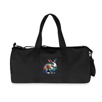 Rabbit decorated with flowers - Recycled Canvas Sports Bag by Stanley/Stella - black - Front