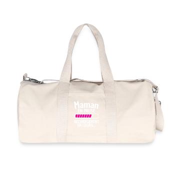 Mama in Pause, Aufladen im Gange - Recycelte Canvas-Sporttasche von Stanley/Stella - Naturweiß - Vorne