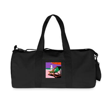 Colorful beach chair and seagull - Recycled Canvas Sports Bag by Stanley/Stella - black - Front