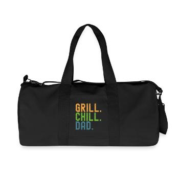 BBQ. Détends-toi. Papa. Des papas et des grillons. - Sac de sport en toile recyclée Stanley/Stella - noir - Devant