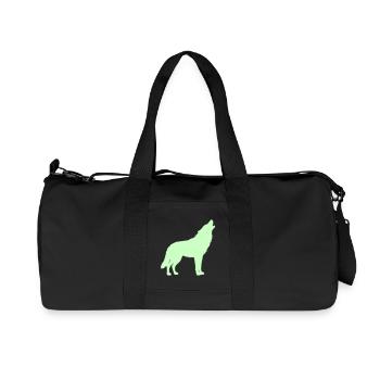 Wolfsilhouette Neon Grün - Recycelte Canvas-Sporttasche von Stanley/Stella - Schwarz - Vorne
