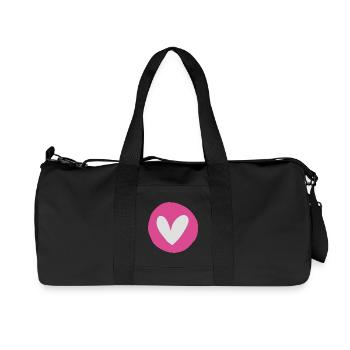 Rosy Heart Emblem on Circular Pink Field - Recycled Canvas Sports Bag by Stanley/Stella - black - Front
