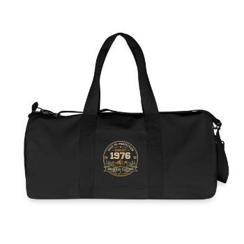 August 1976 Originalgeburtstag Vintage Mountain - Recycelte Canvas-Sporttasche von Stanley/Stella - Schwarz - Vorne