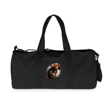 Long-haired Dachshund Dachshund Holder Dachshund Tekkel - Recycled Canvas Sports Bag by Stanley/Stella - black - Front