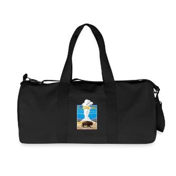 Vintage Yellowstone Nationalpark Bison Geysir - Recycelte Canvas-Sporttasche von Stanley/Stella - Schwarz - Vorne