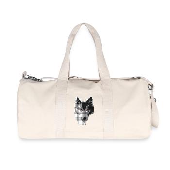 Loup gris en forme de t-shirt pixel Classic - Sac de sport en toile recyclée Stanley/Stella - blanc naturel - Devant