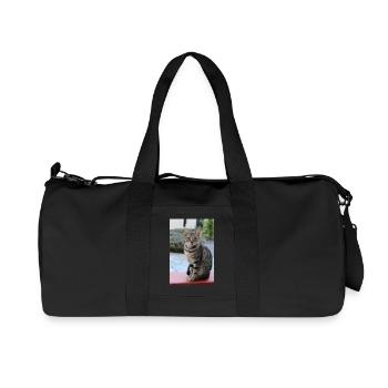 cute cat gift for cat lovers - Recycled Canvas Sports Bag by Stanley/Stella - black - Front