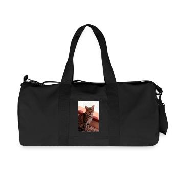 chat, chaton - Sac de sport en toile recyclée Stanley/Stella - noir - Devant