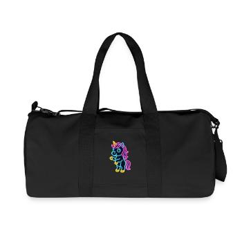 Süßes Neon Einhorn stehend | Bunt und leuchtend - Recycelte Canvas-Sporttasche von Stanley/Stella - Schwarz - Vorne
