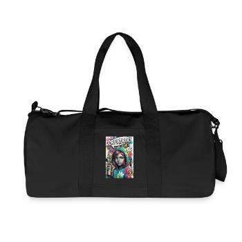 Farbexplosion Graffiti Heldin - Recycelte Canvas-Sporttasche von Stanley/Stella - Schwarz - Vorne