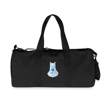 Heart cat in cloud blue - Recycled Canvas Sports Bag by Stanley/Stella - black - Front