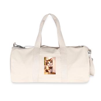 Kitten Peek in the Door Frame - Recycled Canvas Sports Bag by Stanley/Stella - natural - Front