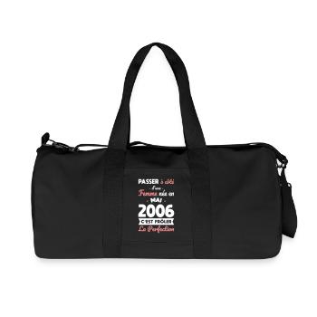 Anniversaire 20 ans - Née en Mai 2006 - Sac de sport en toile recyclée Stanley/Stella - noir - Devant