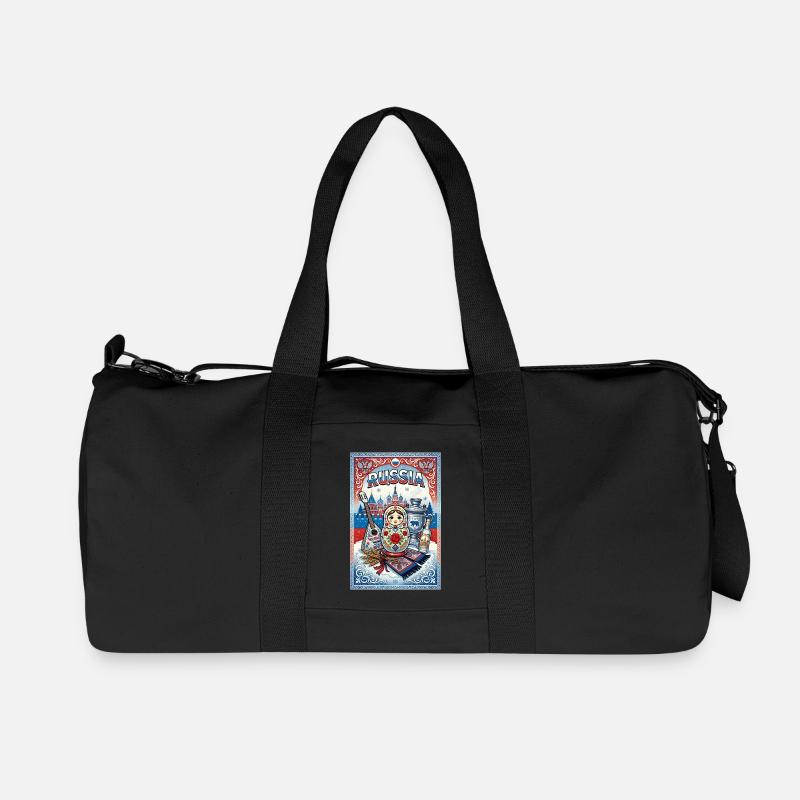 Russische Matroschka und Samowar - Recycelte Canvas-Sporttasche von Stanley/Stella - Schwarz