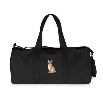 Wasserfarbenes Kaninchen Motiv - Recycelte Canvas-Sporttasche von Stanley/Stella - Schwarz - Vorne