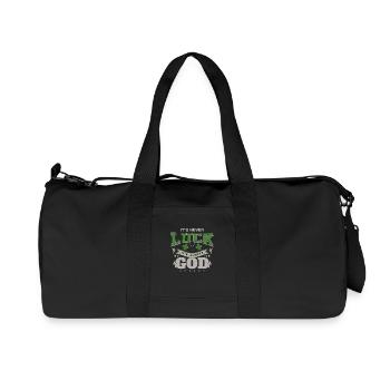 It's Never Luck It's Always God Funny Christian - Recycled Canvas Sports Bag by Stanley/Stella - black - Front