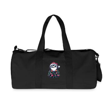 Funny Penguin Christmas Tree Whimsical - Recycled Canvas Sports Bag by Stanley/Stella - black - Front