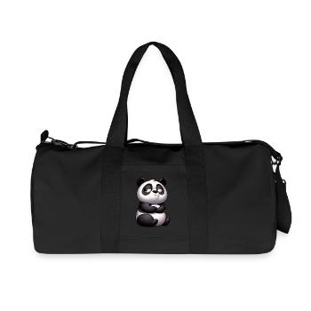 Panda Bull Bull Funny Cartoon Comic - Recycled Canvas Sports Bag by Stanley/Stella - black - Front