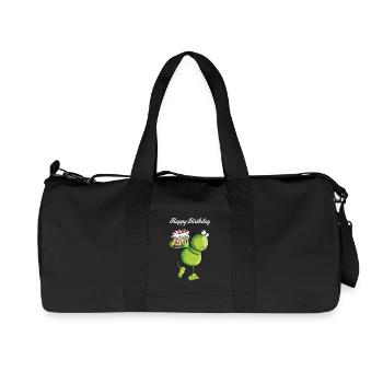 Birthday Frog - Cartoon - Comic - Recycled Canvas Sports Bag by Stanley/Stella - black - Front