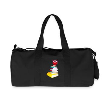Knowledge-thirsty bookworm while reading a book - Recycled Canvas Sports Bag by Stanley/Stella - black - Front