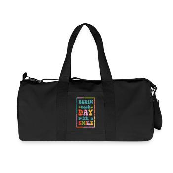 motivational t-shirt smile day grunge effect - Recycled Canvas Sports Bag by Stanley/Stella - black - Front