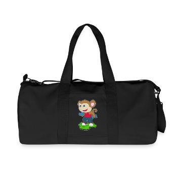 Culturiste Singe Haltères Culturisme - Sac de sport en toile recyclée Stanley/Stella - noir - Devant
