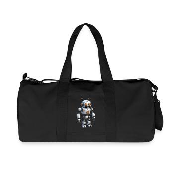 Cartoon Roboter - Recycelte Canvas-Sporttasche von Stanley/Stella - Schwarz - Vorne