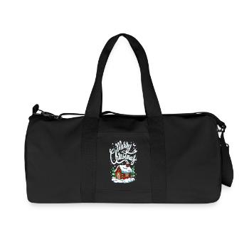 Christmas Merry Christmas House Cottage Tree Snow - Recycled Canvas Sports Bag by Stanley/Stella - black - Front