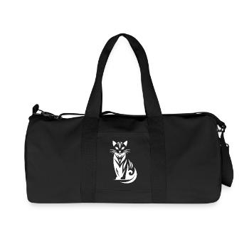 Imaginative cat art in tribal style - Recycled Canvas Sports Bag by Stanley/Stella - black - Front
