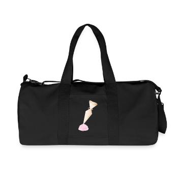 Douille crème avec garnitures roses - Sac de sport en toile recyclée Stanley/Stella - noir - Devant