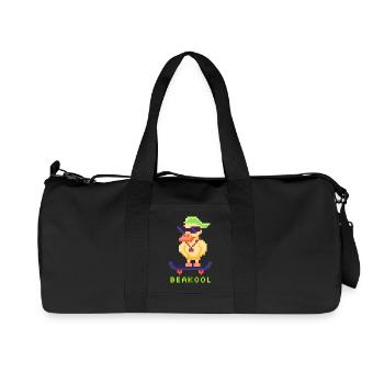 Canard Pixel Art avec planche à roulettes et casquette - Sac de sport en toile recyclée Stanley/Stella - noir - Devant