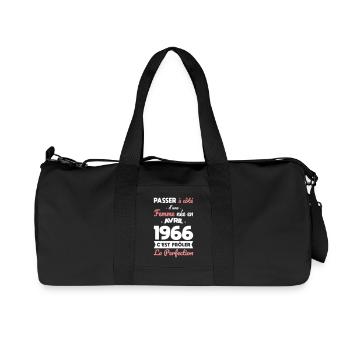 Anniversaire 60 ans - Née en Avril 1966 - Sac de sport en toile recyclée Stanley/Stella - noir - Devant