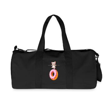 Mouse balancing on donut – Sweet motif - Recycled Canvas Sports Bag by Stanley/Stella - black - Front