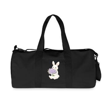 Hase mit Flieder Illustration  - Recycelte Canvas-Sporttasche von Stanley/Stella - Schwarz - Vorne