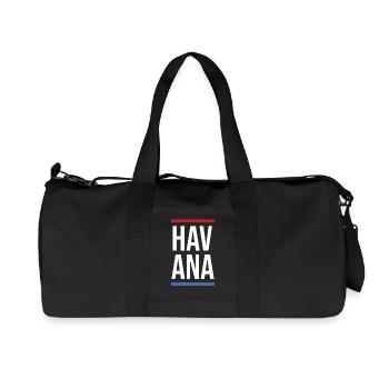 Havana Bold Mono with Red Blue Stripes - Recycled Canvas Sports Bag by Stanley/Stella - black - Front