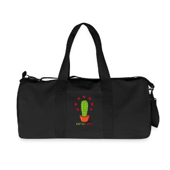 Cactus Love with Hearts - I Love My Cactus - Recycled Canvas Sports Bag by Stanley/Stella - black - Front
