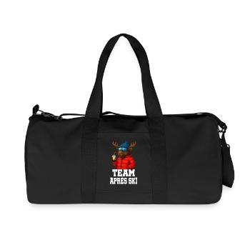 Team Apres Ski - Elch mit Schnaps - Party Crew - Recycelte Canvas-Sporttasche von Stanley/Stella - Schwarz - Vorne