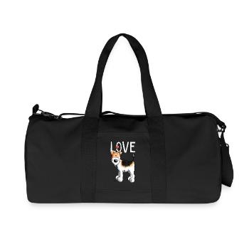 Foxterrier In Love - Lustig - Liebe - Geschenk - Recycelte Canvas-Sporttasche von Stanley/Stella - Schwarz - Vorne