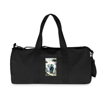 Éléphant | Animal sauvage | Afrique | Motifs pour enfants - Sac de sport en toile recyclée Stanley/Stella - noir - Devant