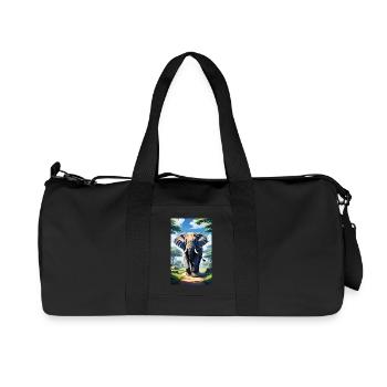 Elephant | Wild Animal | Africa | Children's motifs - Recycled Canvas Sports Bag by Stanley/Stella - black - Front