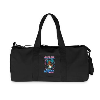 Anime and Music Chibi Black Girl - Recycled Canvas Sports Bag by Stanley/Stella - black - Front