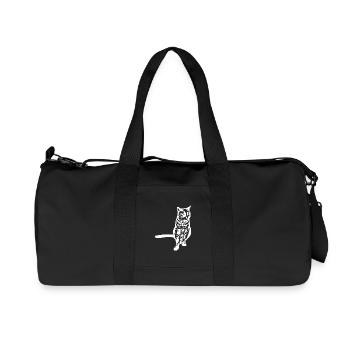 Cat White Silhouette Gift Cat Lover - Recycled Canvas Sports Bag by Stanley/Stella - black - Front