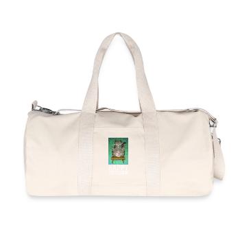 Happy Catspectations - Motivational tabby cat art - Recycled Canvas Sports Bag by Stanley/Stella - natural - Front