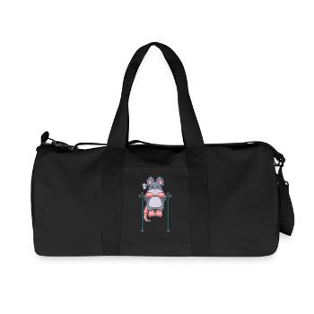 Maus Bodybuilder Klimmzüge Bodybuilding - Recycelte Canvas-Sporttasche von Stanley/Stella - Schwarz - Vorne