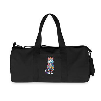 Hippie Cat - Recycelte Canvas-Sporttasche von Stanley/Stella - Schwarz - Vorne