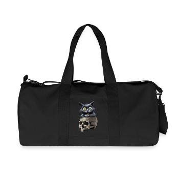 Un chat mystérieux, majestueux assis sur un crâne - Sac de sport en toile recyclée Stanley/Stella - noir - Devant