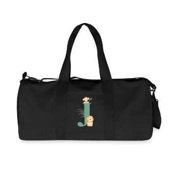 Letter j green jungle animals - Recycled Canvas Sports Bag by Stanley/Stella - black - Front