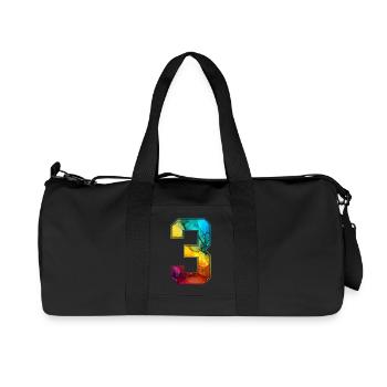 NON. 3 NUMÉRO 3 COLLÈGE 3E ANNIVERSAIRE - Sac de sport en toile recyclée Stanley/Stella - noir - Devant